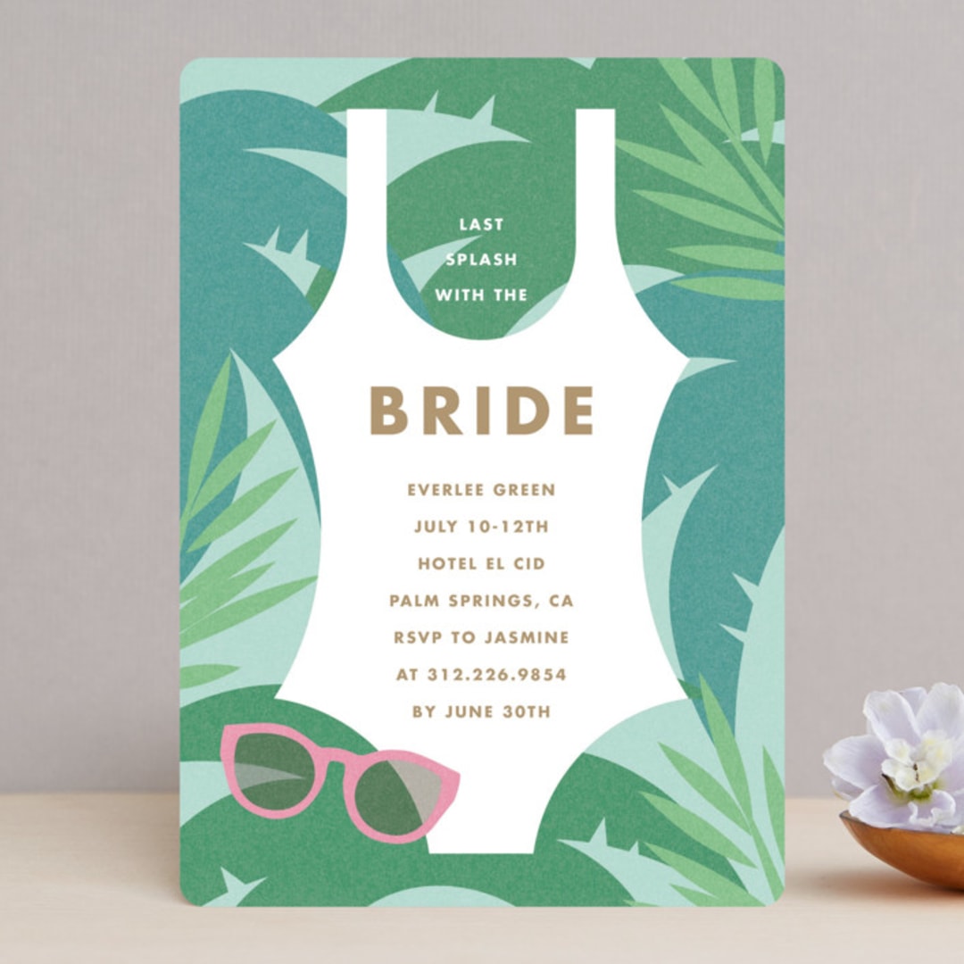 "Bride Swim wear" - Bachelorette Party Invitations in California by Angela Garrick - Front