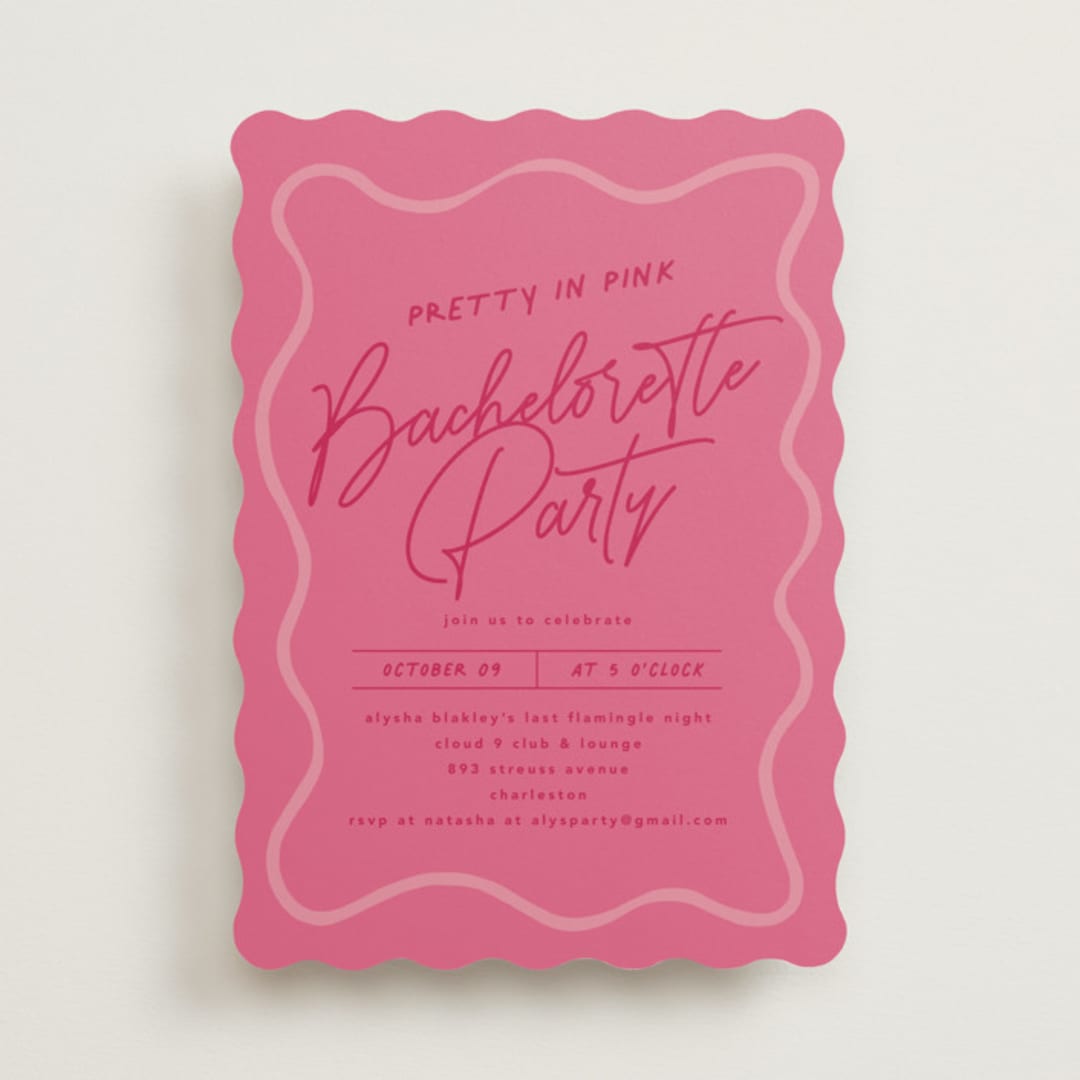 "Pink" - Bachelorette Party Invitations in Rouge by chocomocacino - Front