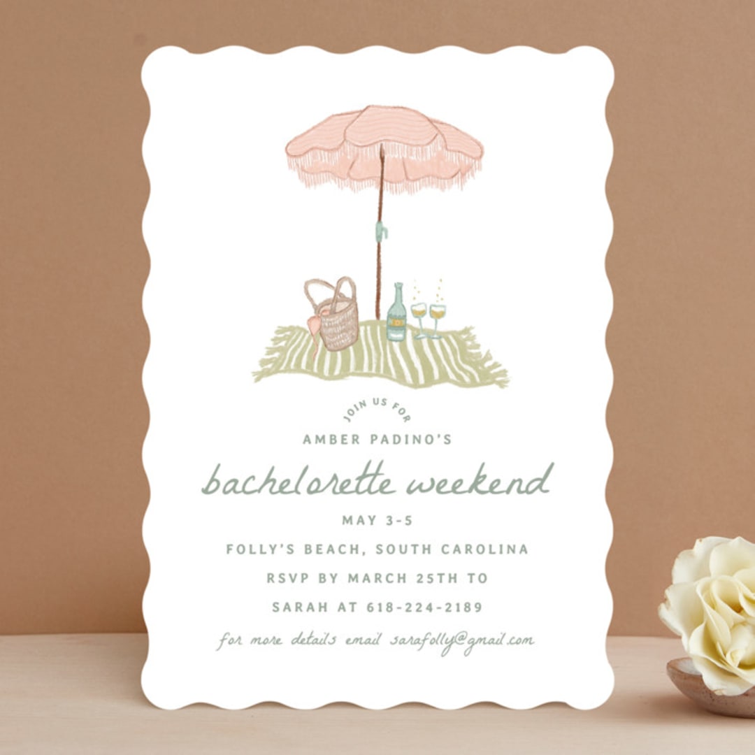 "Beach Bachelorette" - Bachelorette Party Invitations in Seafoam by Erin Kessler - Front