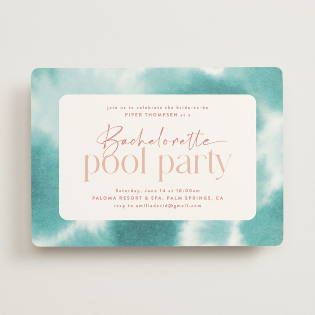 "Dip Dye" - Bachelorette Party Invitations in Turquoise by Kate Ahn - Front