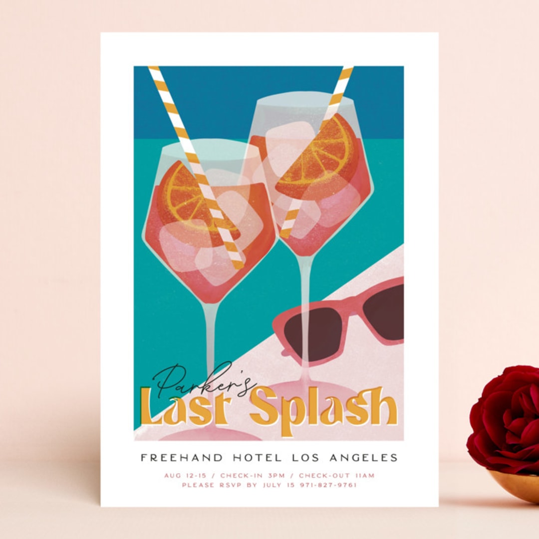 "Putting on the Spritz" - Bachelorette Party Invitations in Hollywood by Jenna Holcomb - Front