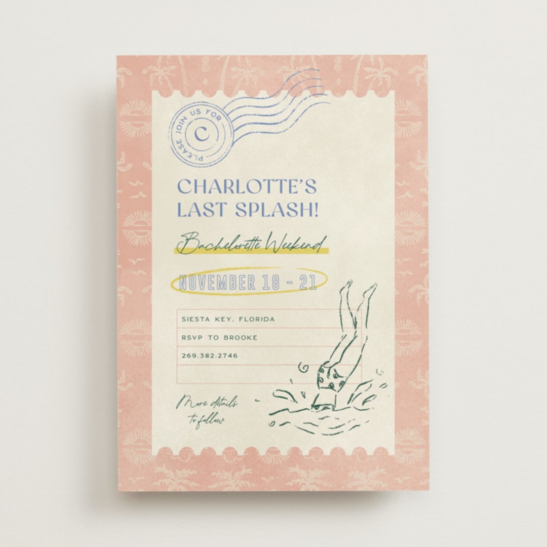 "Coastal Drift" - Bachelorette Party Invitations in Caribbean Citrus by Pixel and Hank - Front