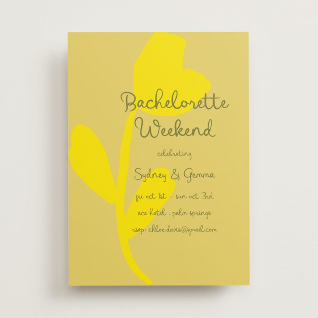 "Bloom" - Bachelorette Party Invitations in Caribbean Citrus by Morgan Kendall - Front