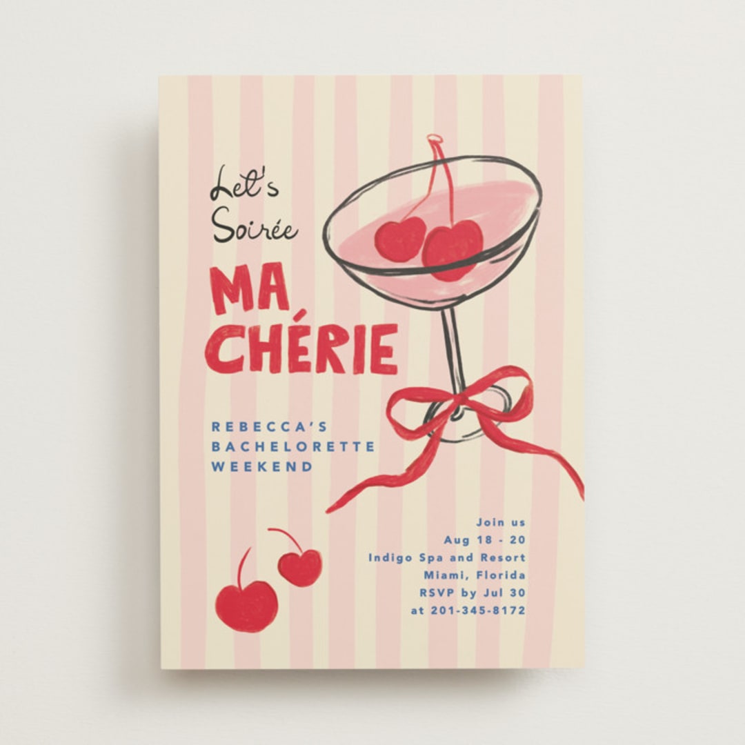 "Mon cherie" - Bachelorette Party Invitations in Cherry by Creo Study - Front