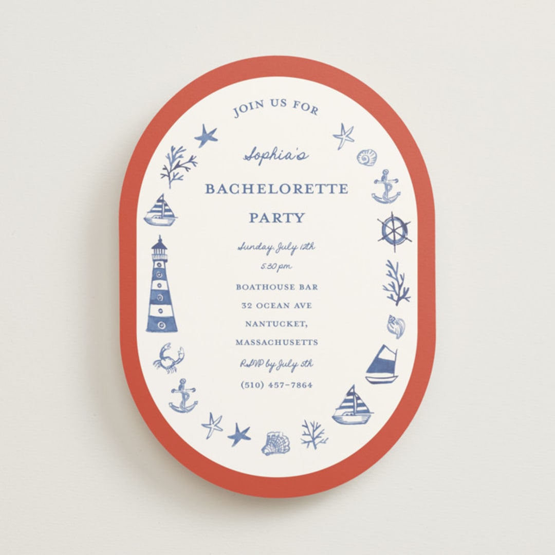 "Nautical Fun" - Bachelorette Party Invitations in Navy by Teju Reval - Front