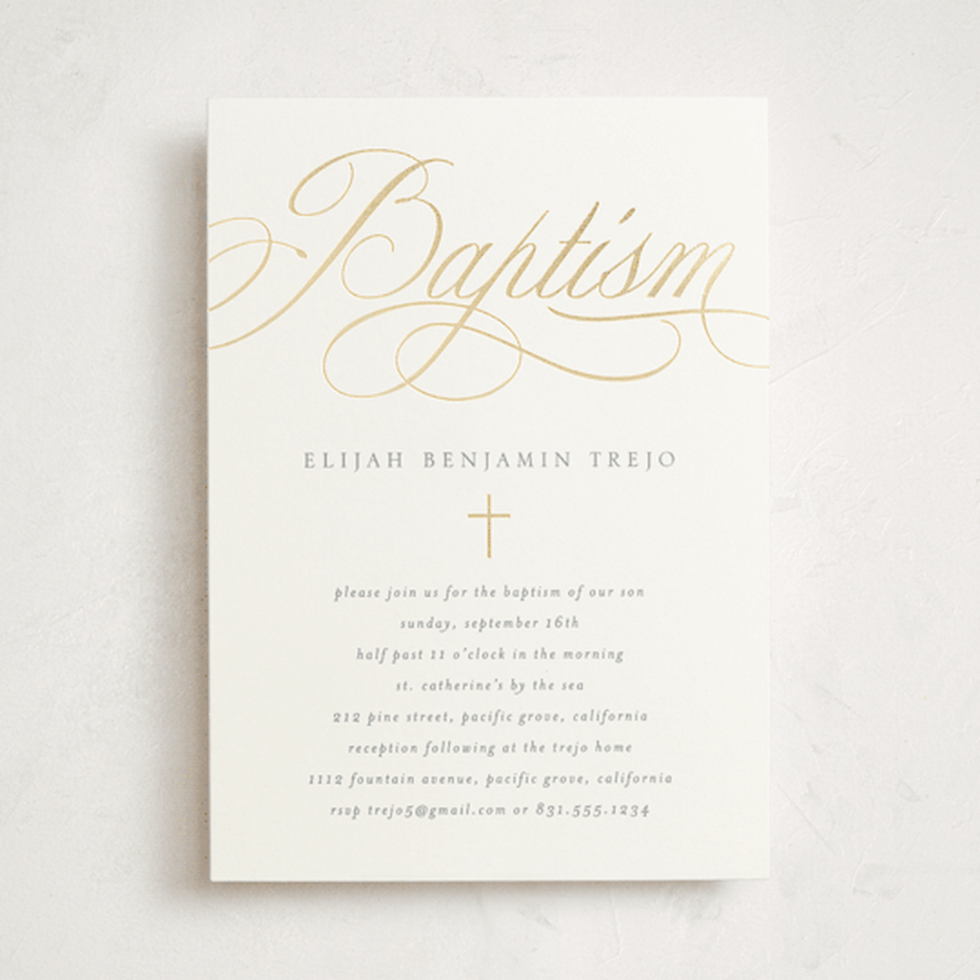 "formally contemporary" - Baptism and Christening Invitations in Silk by Erin Deegan - Front