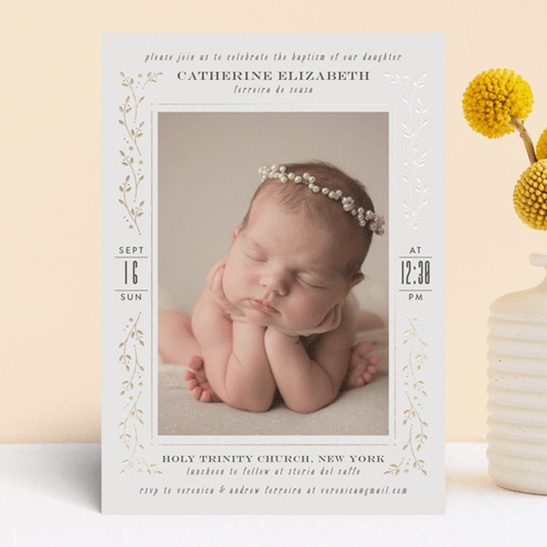 "Little angel" - Baptism and Christening Invitations in Snow by Ana de Sousa - Front