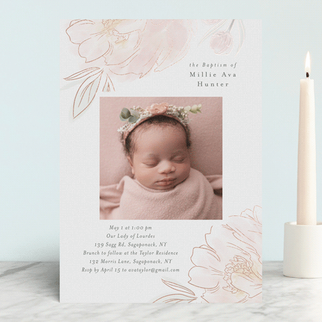 "Sweet Peony" - Baptism and Christening Invitations in Peony by Nicoletta Savod - Front