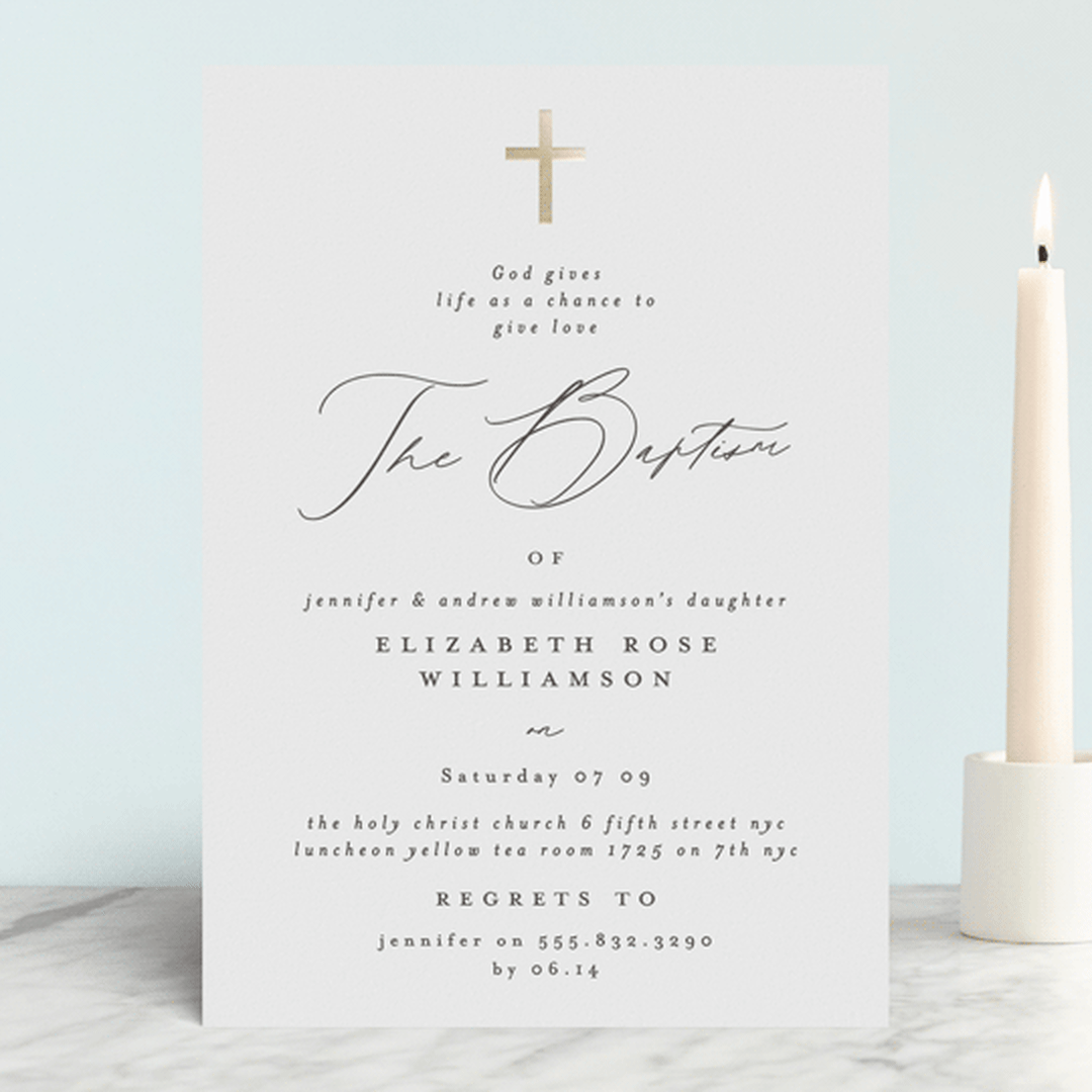 "simple cross" - Baptism and Christening Invitations in Cloud by Phrosné Barwood - Front