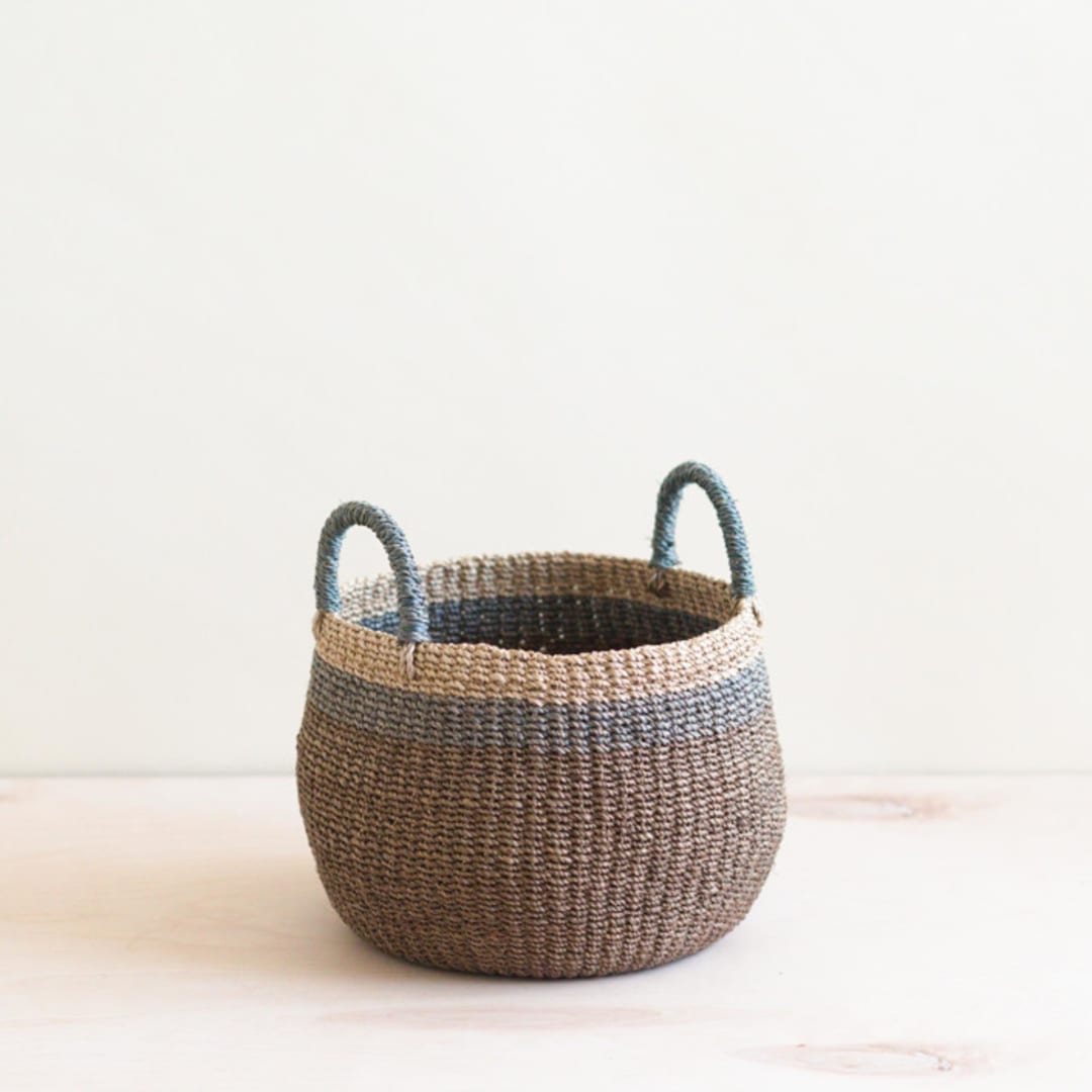 "Brown Bulge Basket" - Decorative Baskets in brown by LIKHA