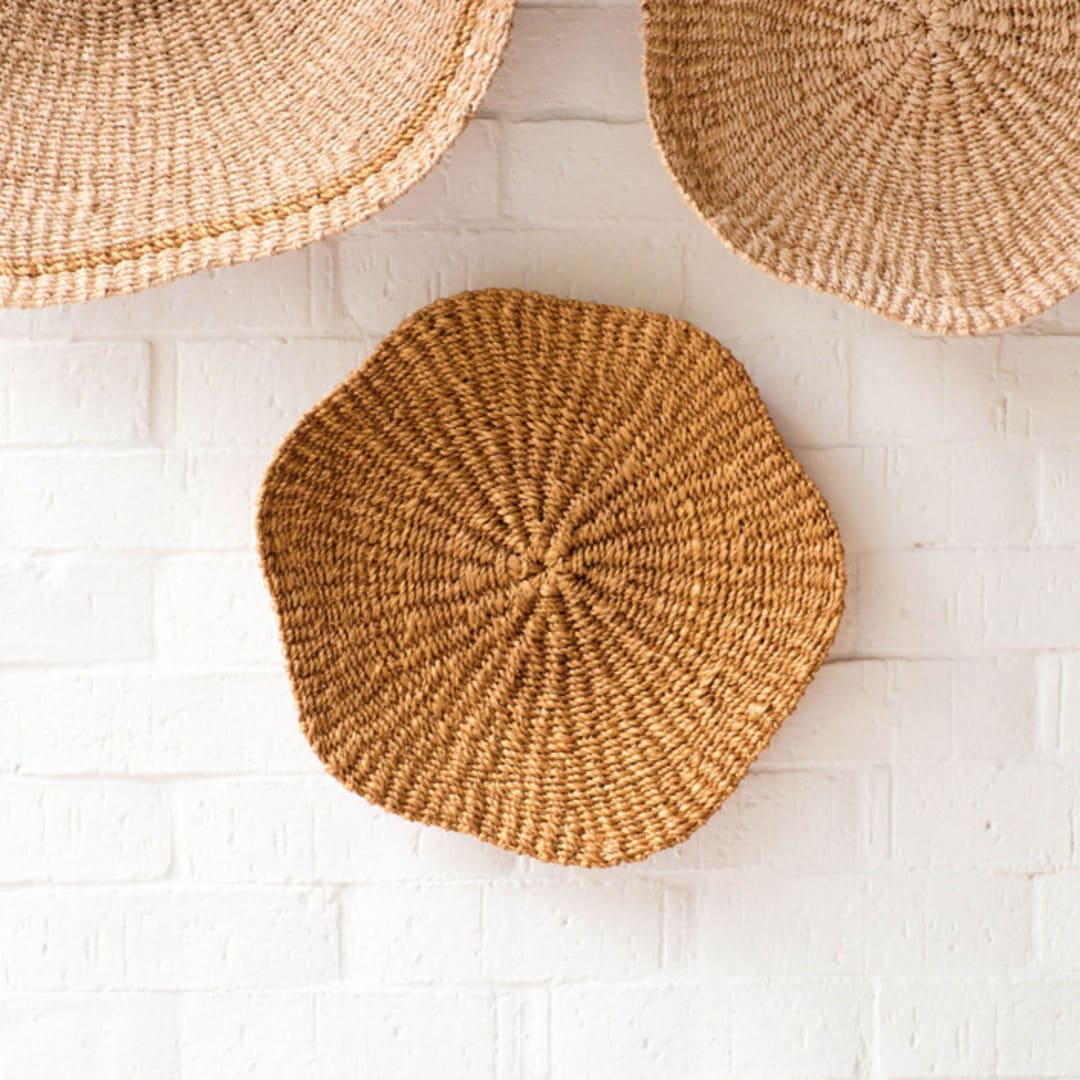 "Small Scallop Wall Basket 10"" - Decorative Baskets in brown by LIKHA