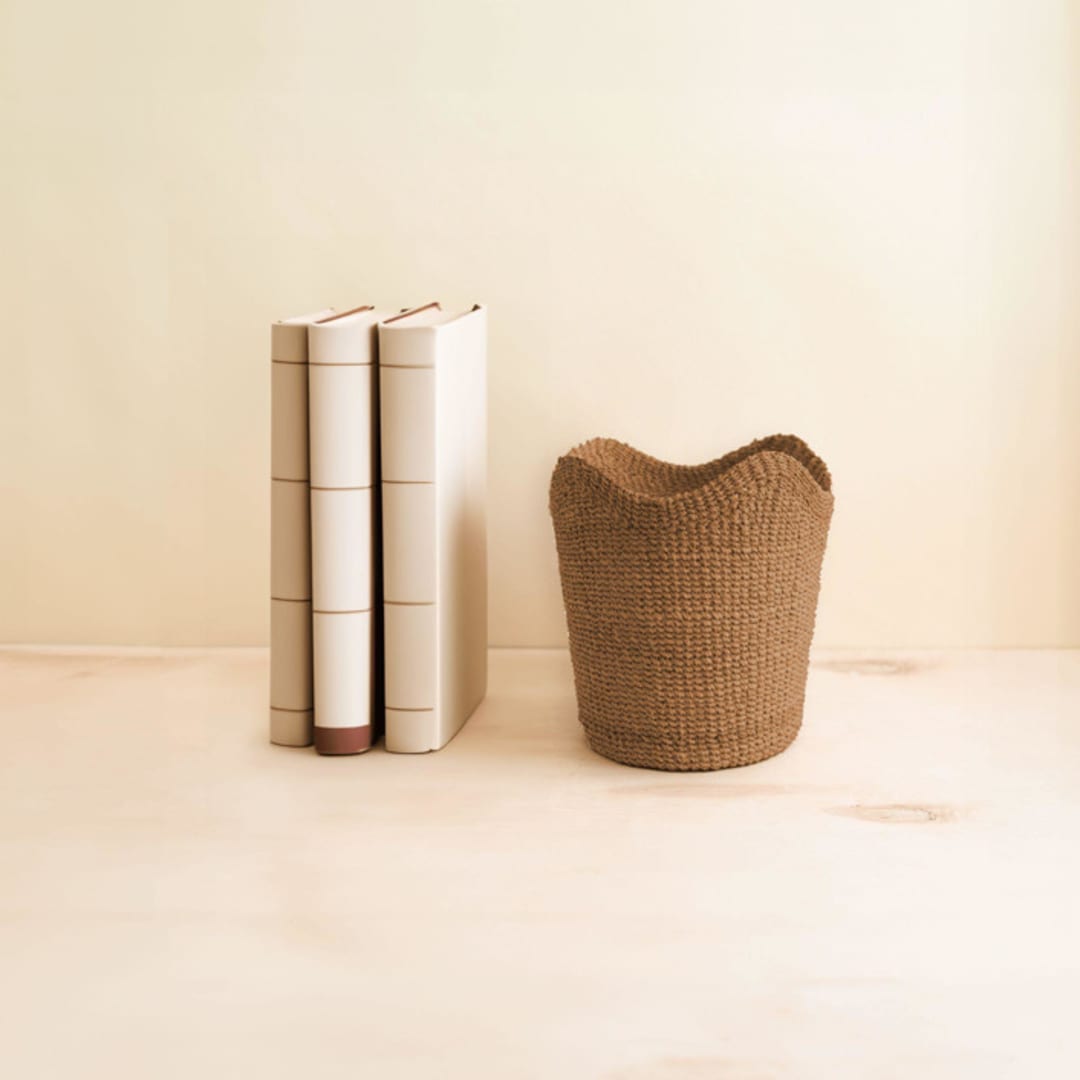"Tan Small Scallop Basket" - Decorative Baskets in brown by LIKHA