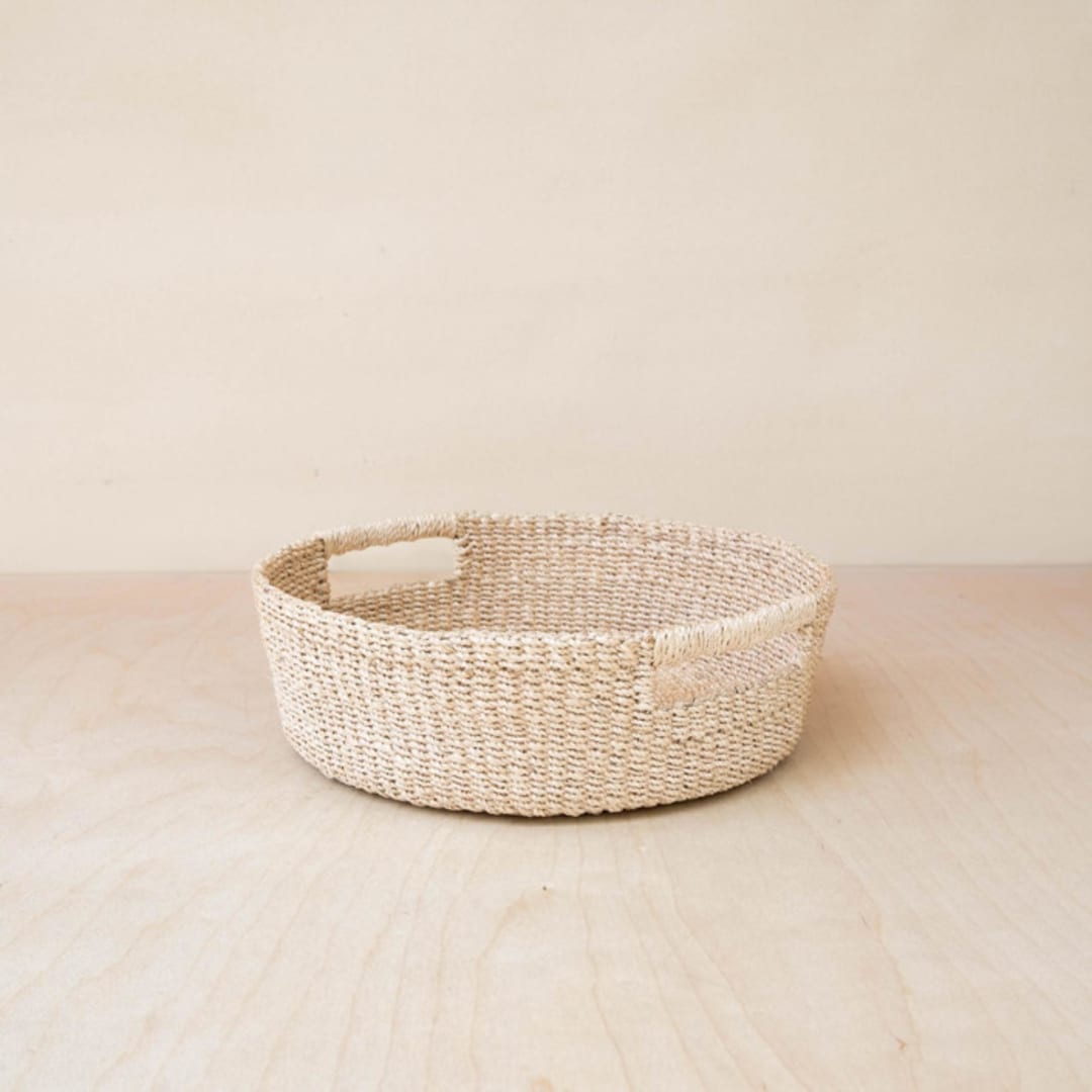 "Natural Round Tray with Cutout Handles" - Decorative Baskets in natural by LIKHA