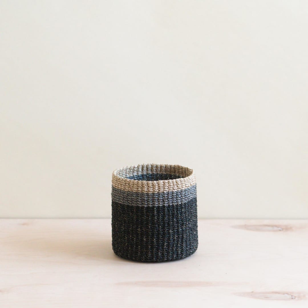 "Black Cylinder Tabletop Basket" - Decorative Baskets in black by LIKHA