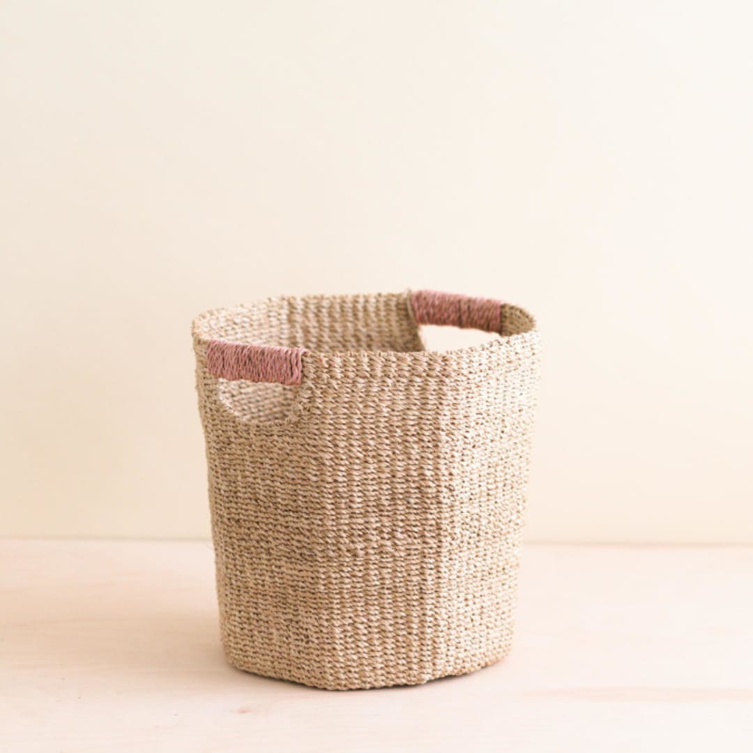 "Natural + Dusty Rose Octagon Basket" - Decorative Baskets in pink by LIKHA