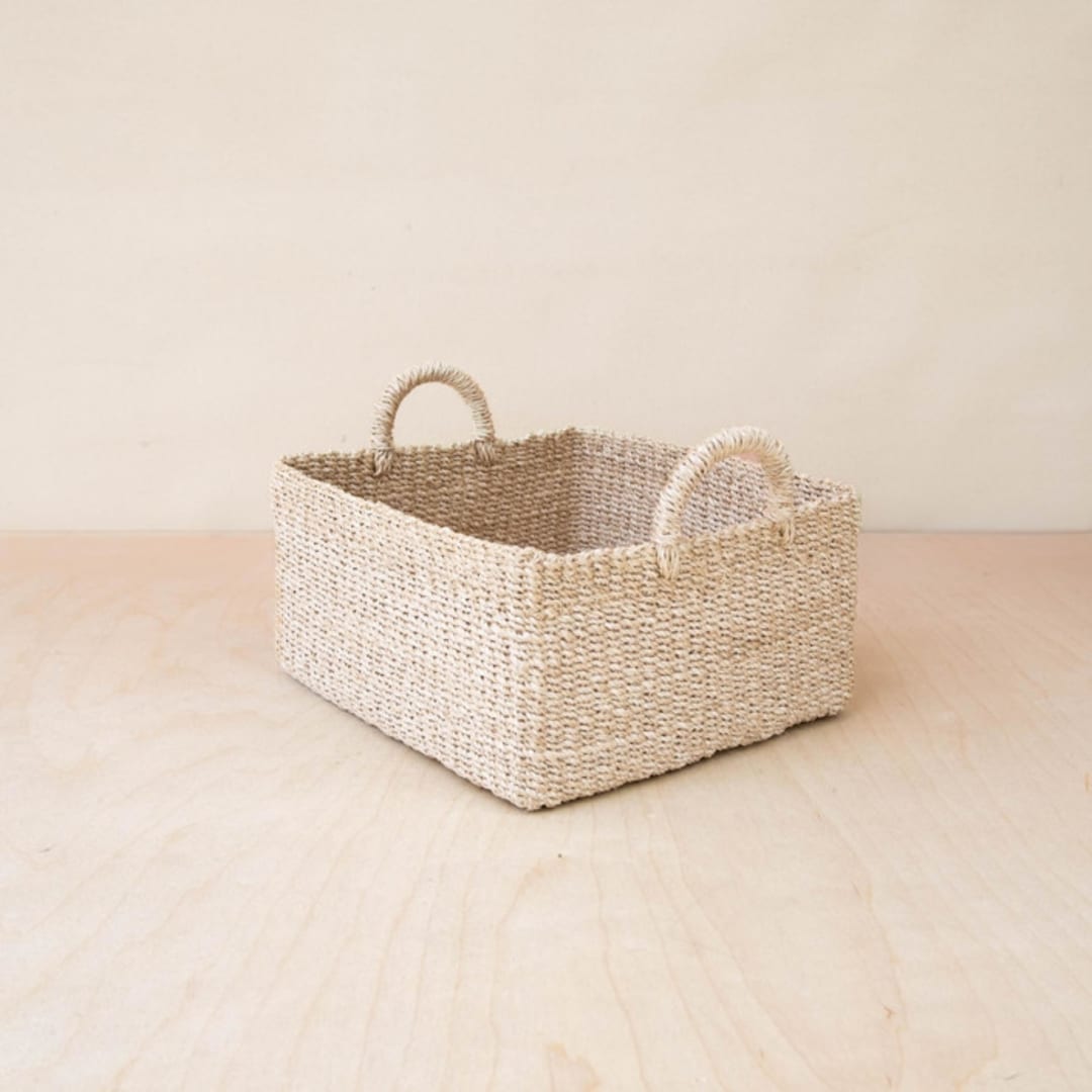 "Natural Square Tabletop Basket with Handles" - Decorative Baskets in natural by LIKHA