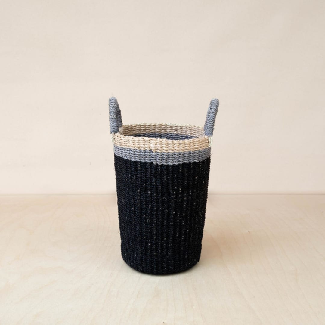 "Black Cylinder Vase Basket" - Decorative Baskets in black by LIKHA