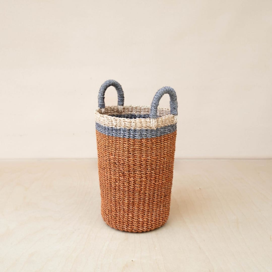 "Coral Cylinder Vase Basket" - Decorative Baskets in orange by LIKHA