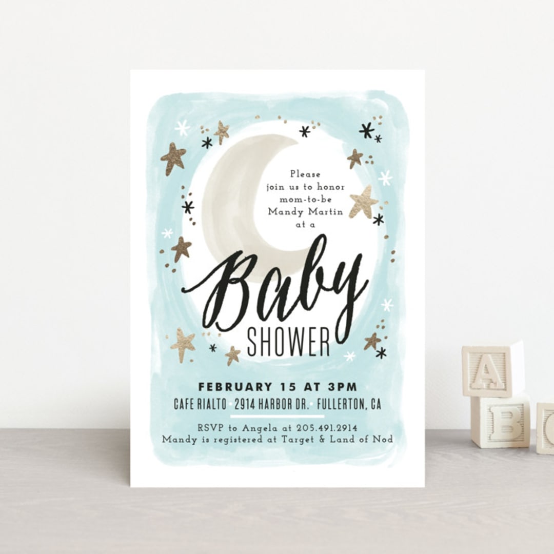 "Moonlit" - Baby Shower Invitations in Sky by Alethea and Ruth - Front