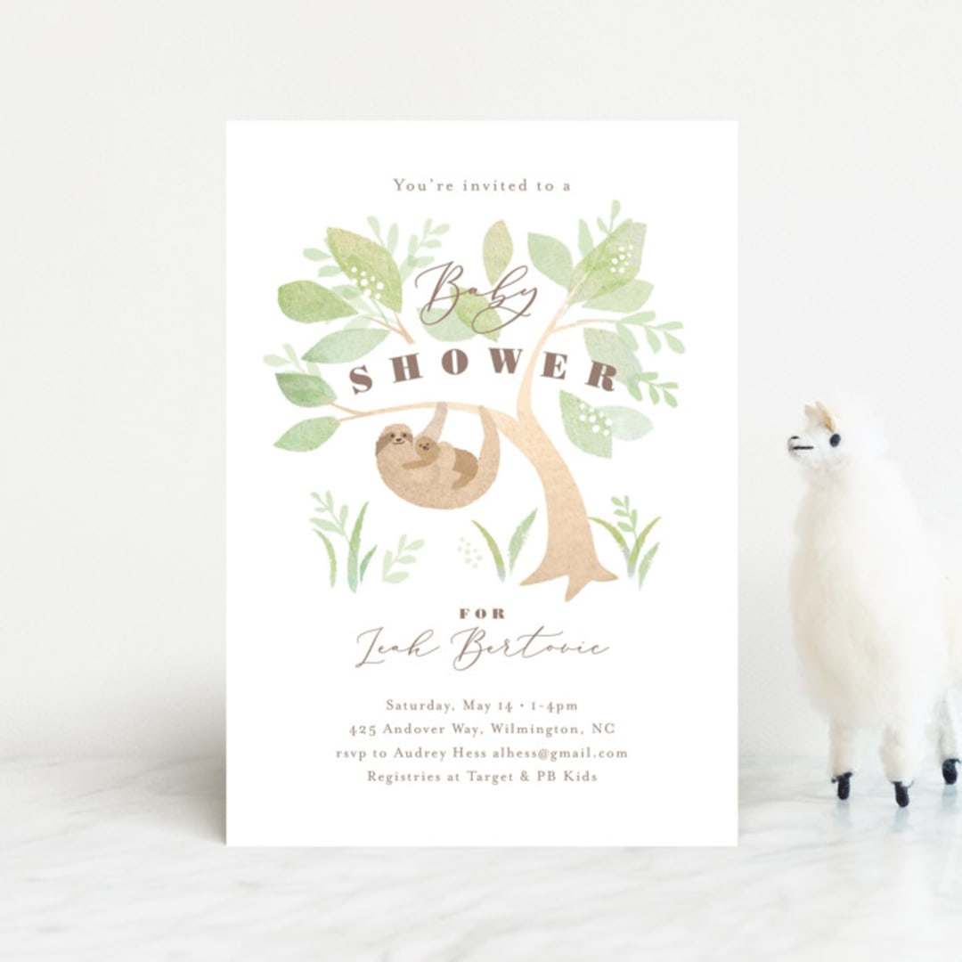 "Baby sloth" - Baby Shower Invitations in Fern by Jennifer Wick - Front