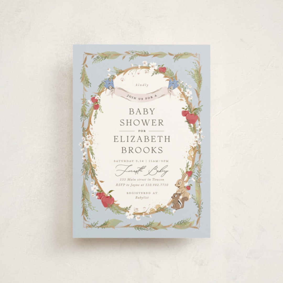 "Disney's Snow White Someday" - Baby Shower Invitations in Blue Skies by Erin L. Wilson - Front