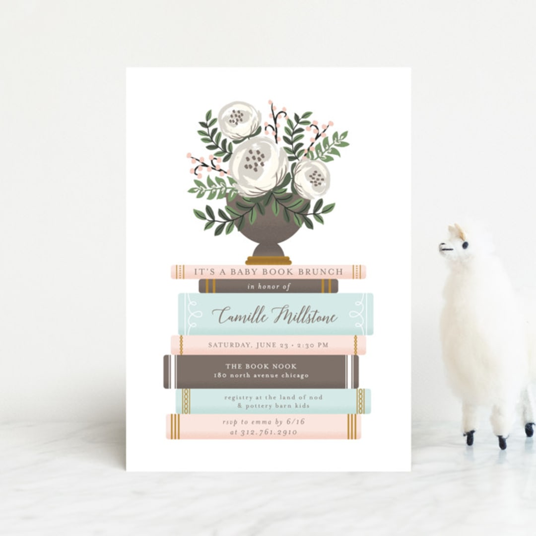 "Storybook Stack" - Baby Shower Invitations in Peony by Lehan Veenker - Front
