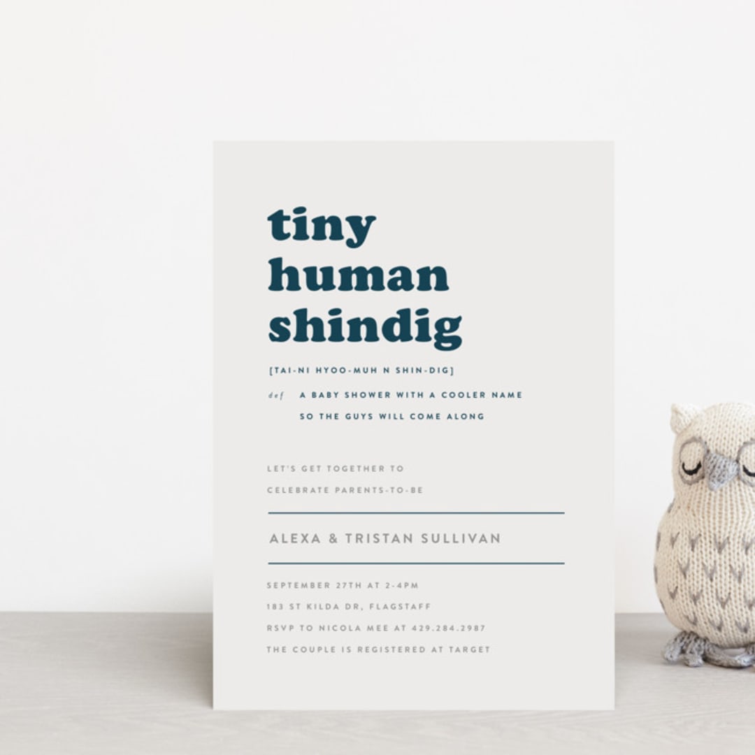 "Tiny Human" - Baby Shower Invitations in Whale by Corinne Malesic - Front