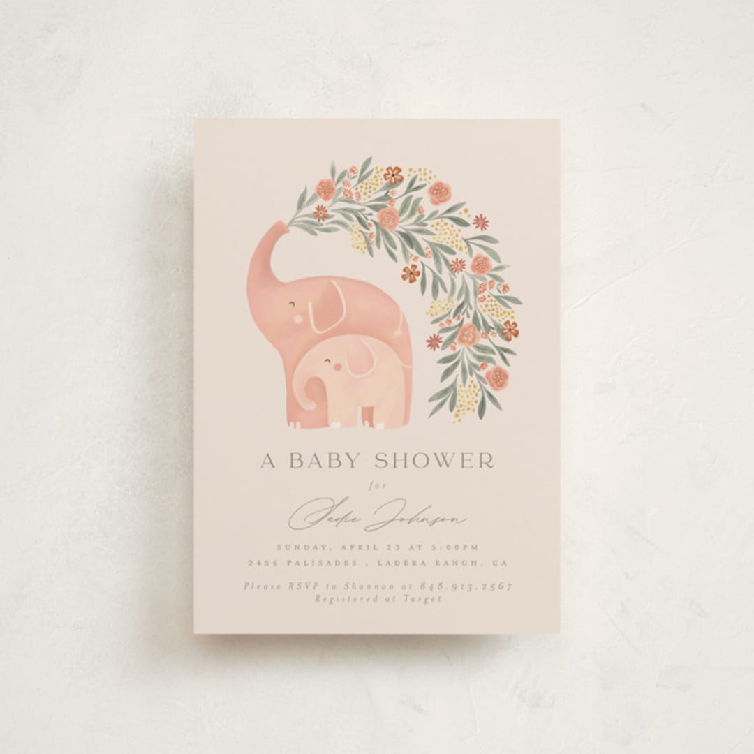 "Elephant Garden" - Baby Shower Invitations in Snapdragon by Joanna Griffin - Front
