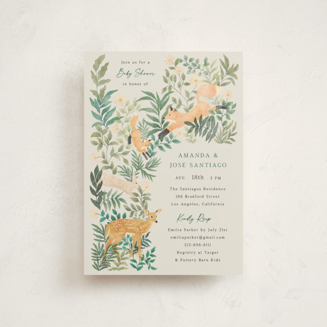 "wild forest" - Baby Shower Invitations in Cream by Elly - Front