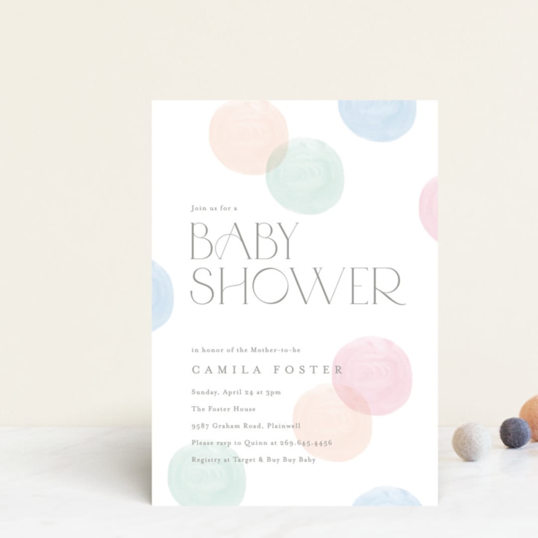 "Polka Dot Party" - Baby Shower Invitations in Confetti by Pixel and Hank - Front