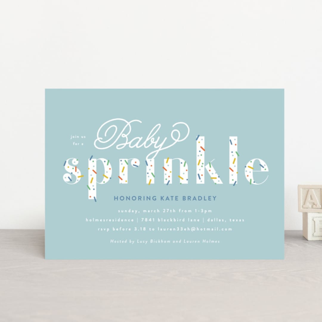 "Scattered Sprinkles" - Baby Shower Invitations in Sky by Lauren Chism - Front