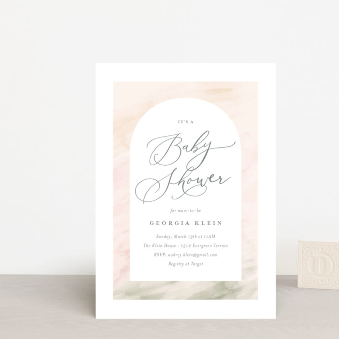 "Abstracted Arch" - Baby Shower Invitations in Spring by Carolyn MacLaren - Front