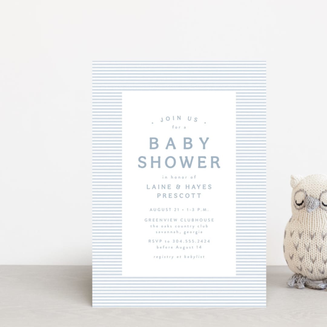 "A cute stripe" - Baby Shower Invitations in Sky by Lea Delaveris - Front