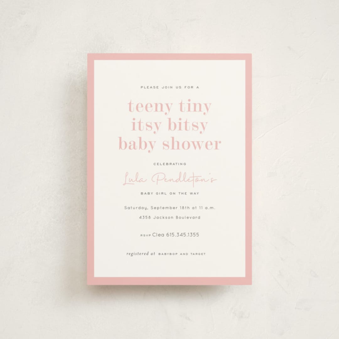 "itsy" - Baby Shower Invitations in Sweet Pink by Sara Hicks Malone - Front