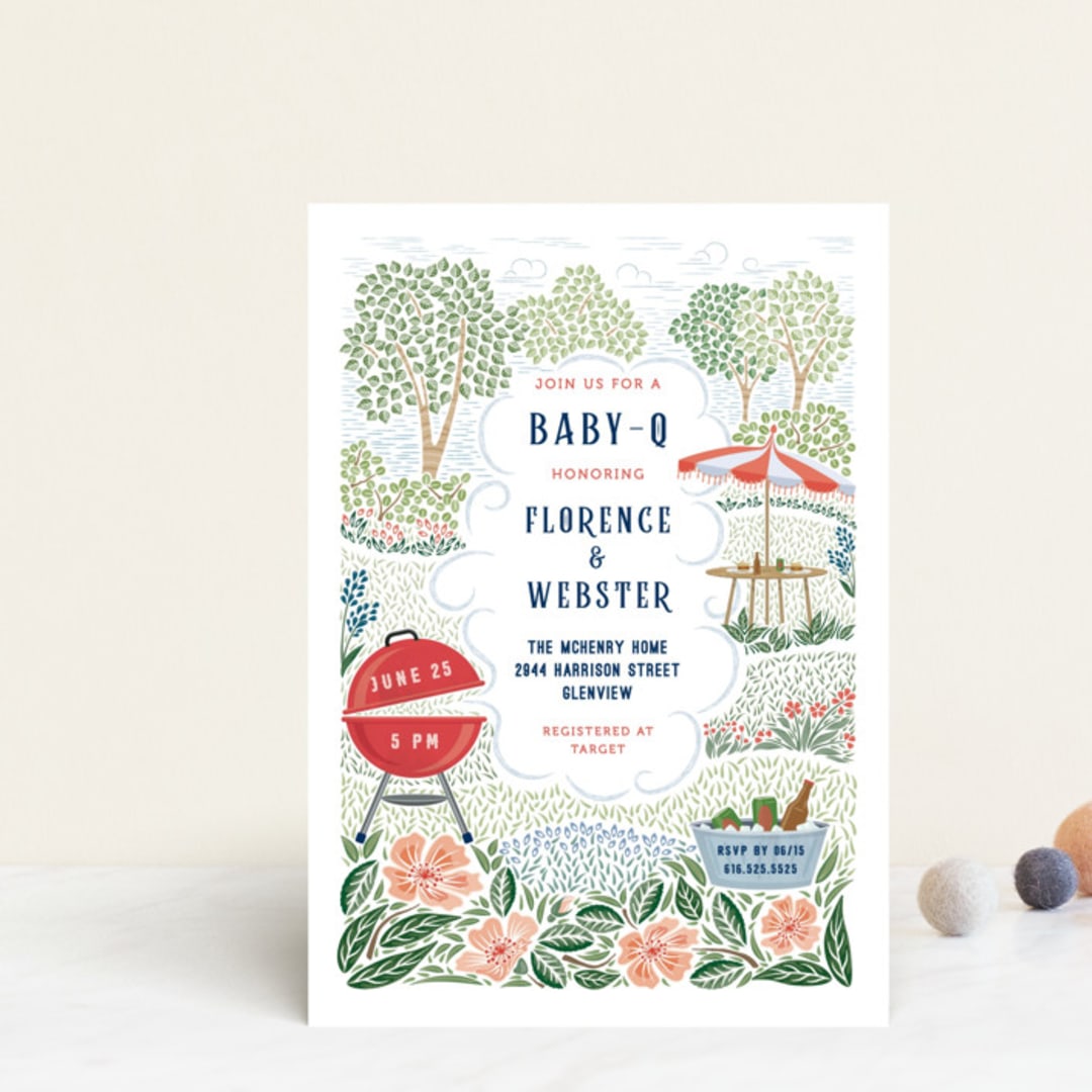 "Backyard Bbq" - Baby Shower Invitations in Ketchup by Paper Sun Studio - Front