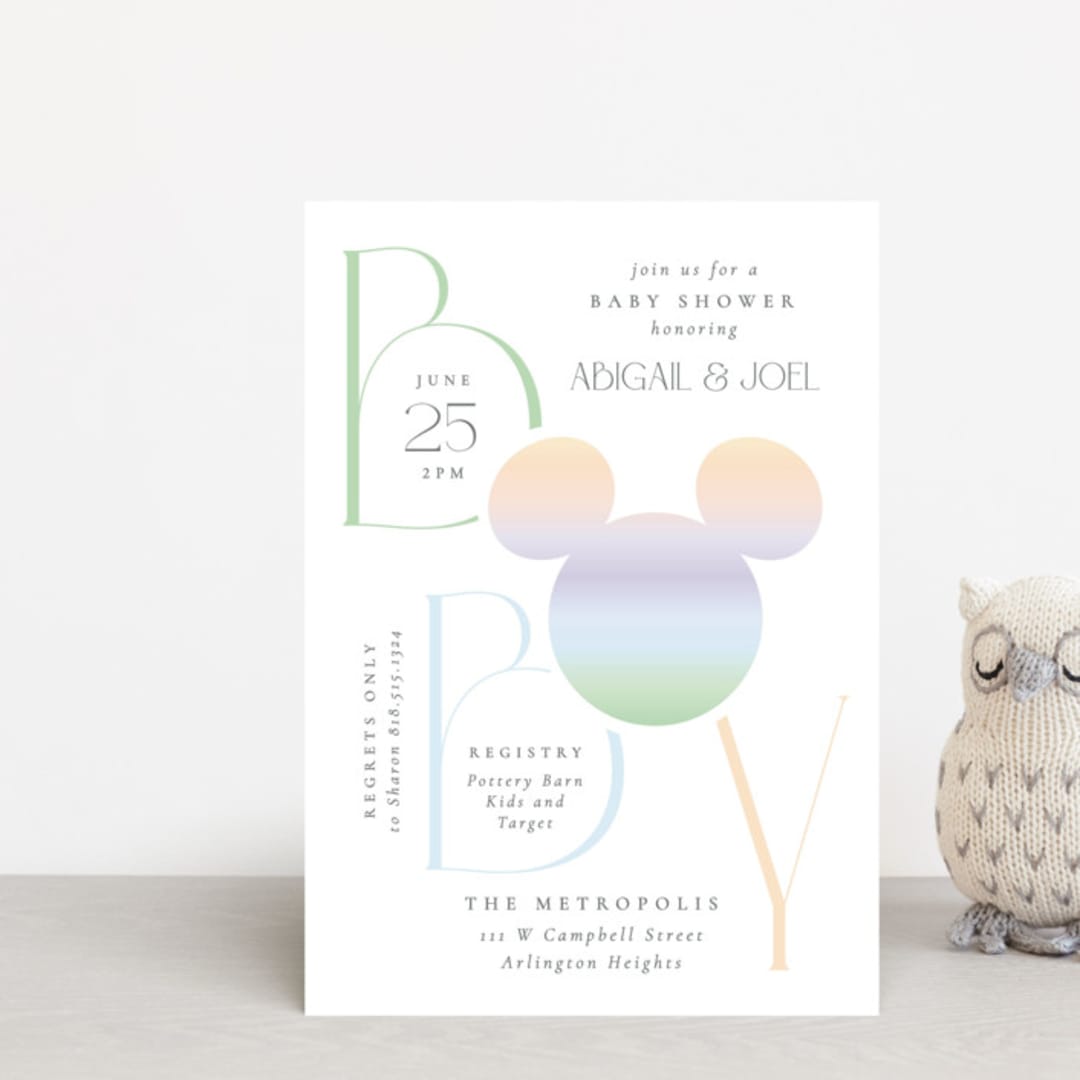 "Disney Ombre Mickey Mouse" - Baby Shower Invitations in Rainbow by Beth Schneider - Front