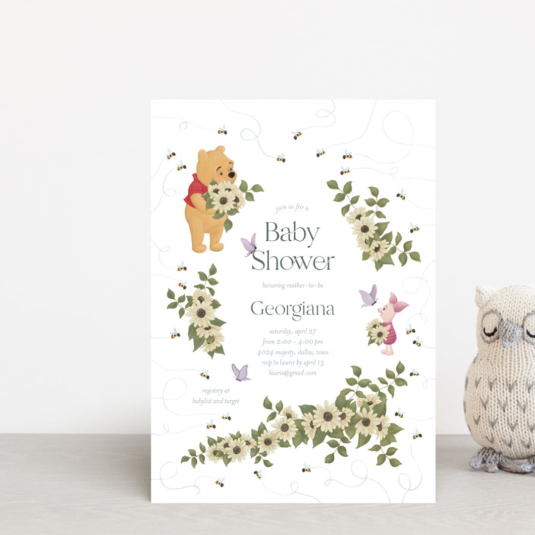 "Disney's Winnie the Pooh In Bloom" - Baby Shower Invitations in Spring by Townsend Majors - Front