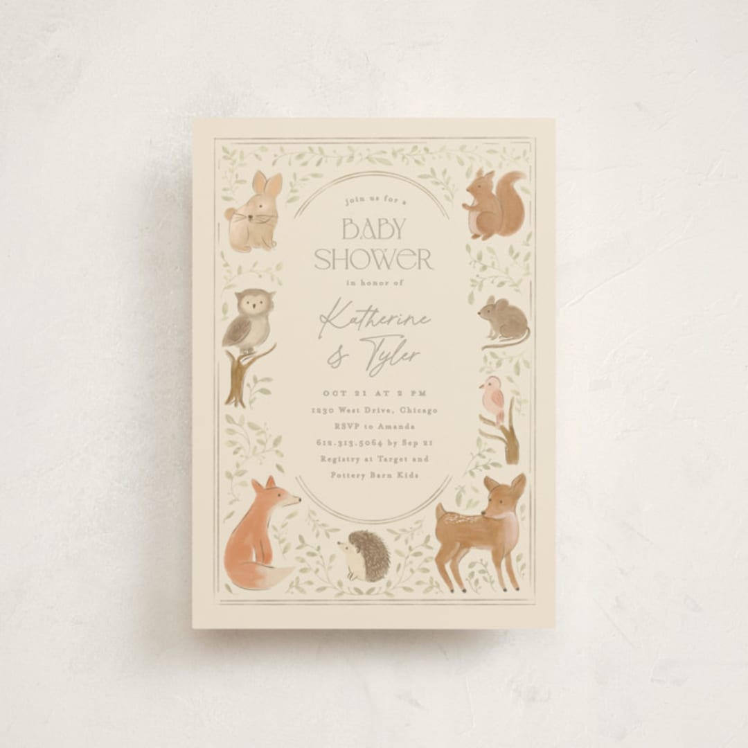 "Woodland storybook" - Baby Shower Invitations in Ecru by Creo Study - Front