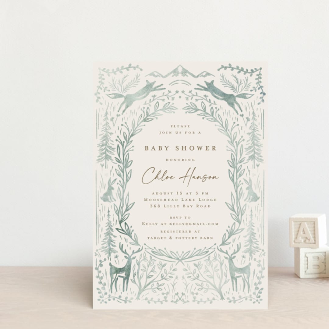 "The Story Begins" - Baby Shower Invitations in Sage by Petra Kern - Front