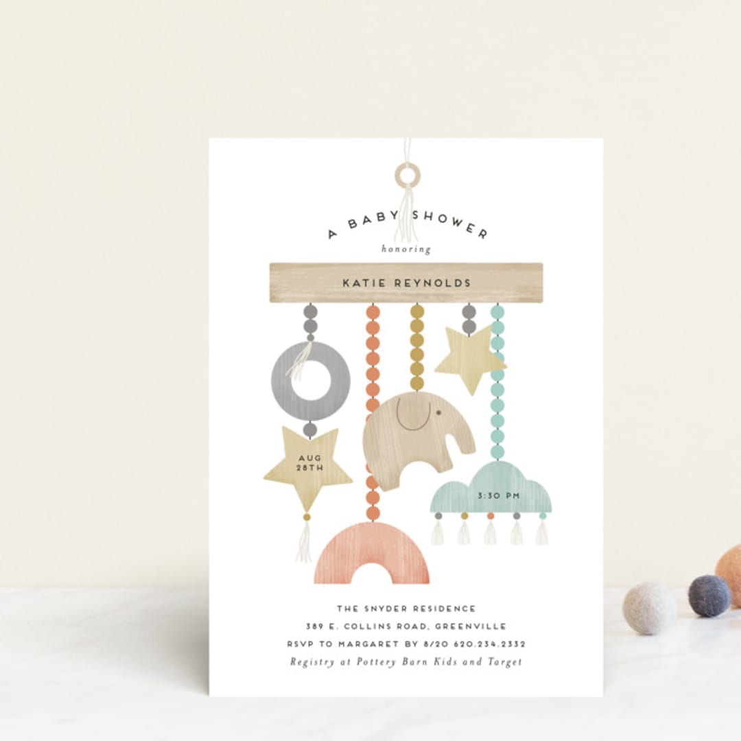 "boho baby mobile" - Baby Shower Invitations in Sunflower by Faith Dorn - Front