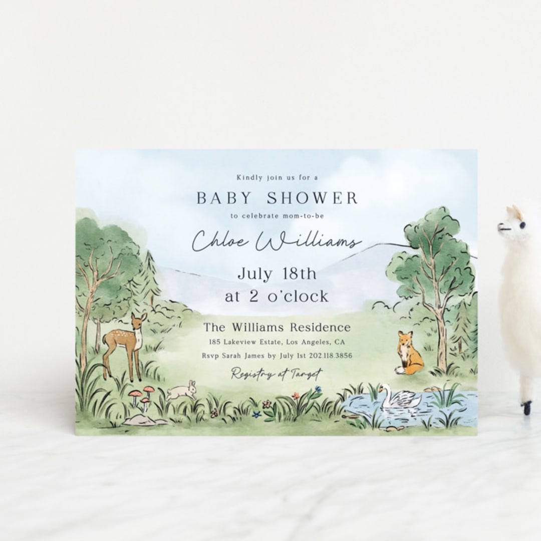 "A Woodland Adventure" - Baby Shower Invitations in Forest by Elly - Front