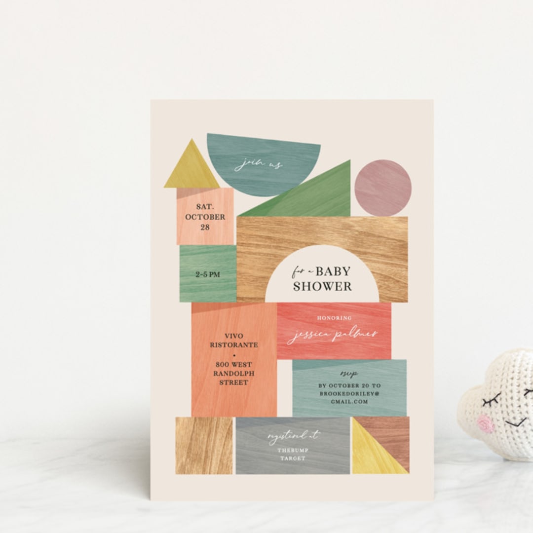 "Baby Shower Blocks" - Baby Shower Invitations in Rainbow by Penny Eversole - Front