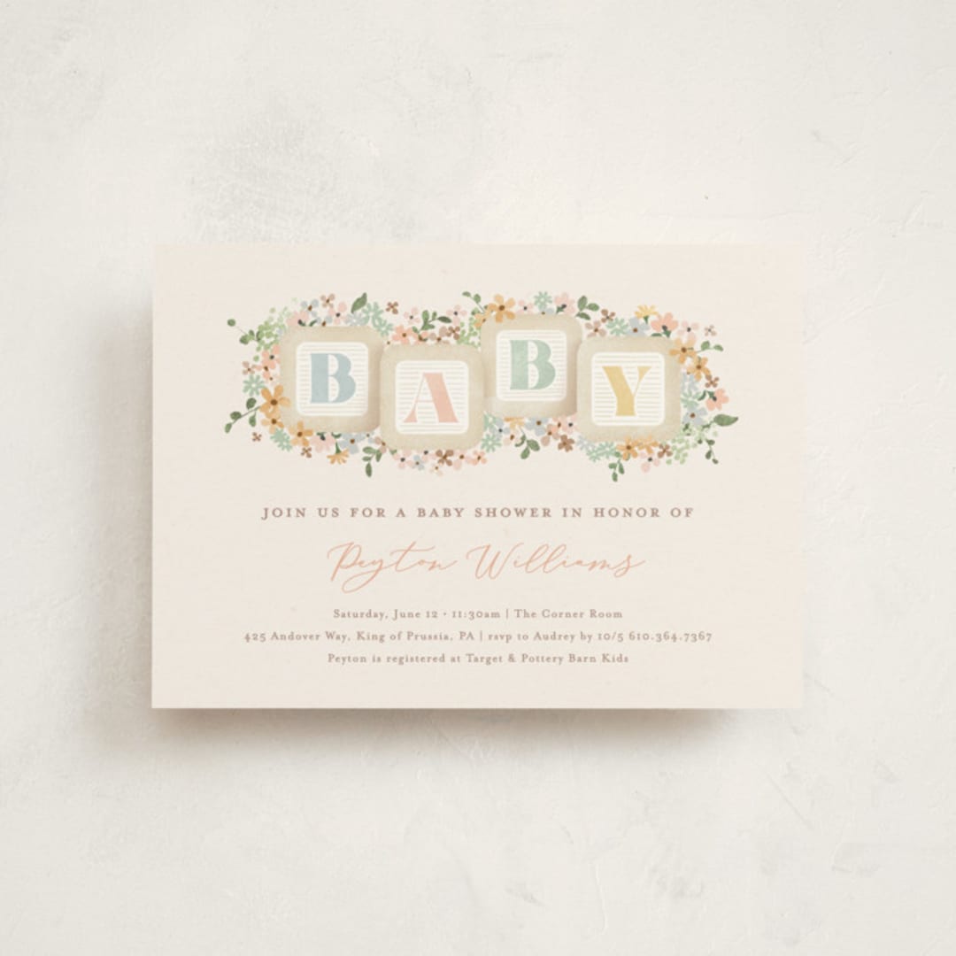 "petite baby blocks" - Baby Shower Invitations in Honey by Jennifer Wick - Front