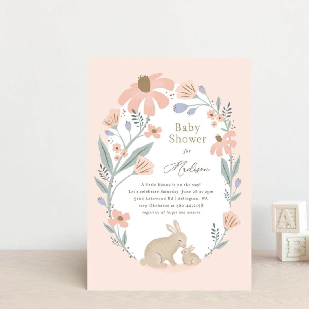 "garden bunnies" - Baby Shower Invitations in Petal by Karidy Walker - Front