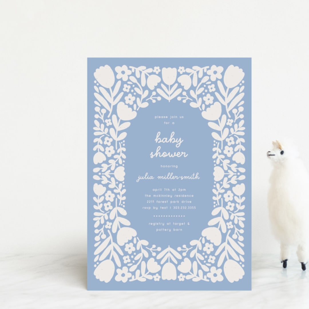 "Tulips" - Baby Shower Invitations in Sky by Kelly Watkins - Front