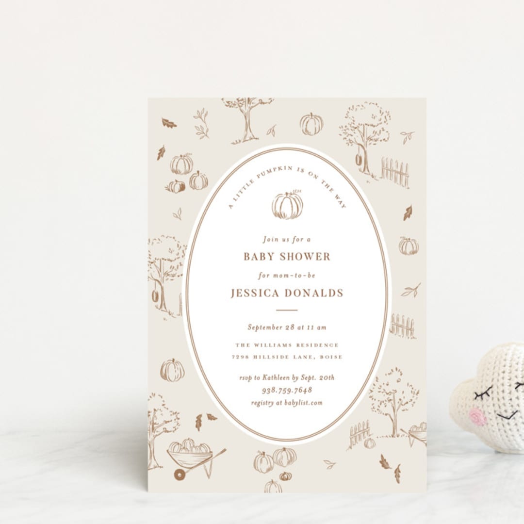 "autumn toile" - Baby Shower Invitations in Acorn by Rebecca Durflinger - Front