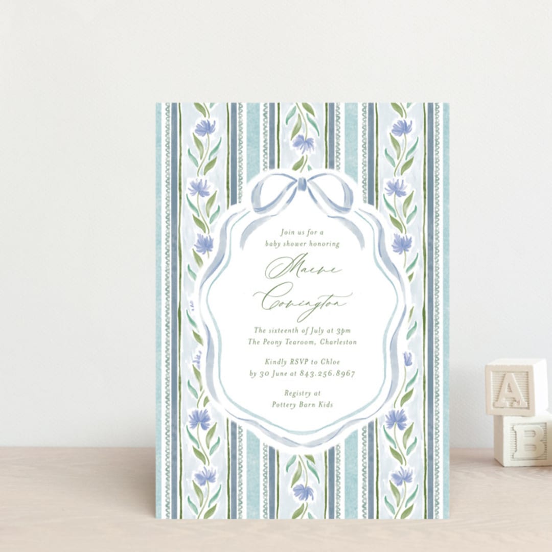 "Wildflower Ribbon" - Baby Shower Invitations in Cotswolds by Jackie Crawford - Front