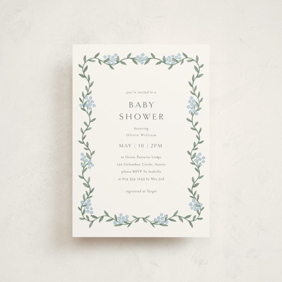 "Simple Garland" - Baby Shower Invitations in Sky by Christy Hy Lee - Front