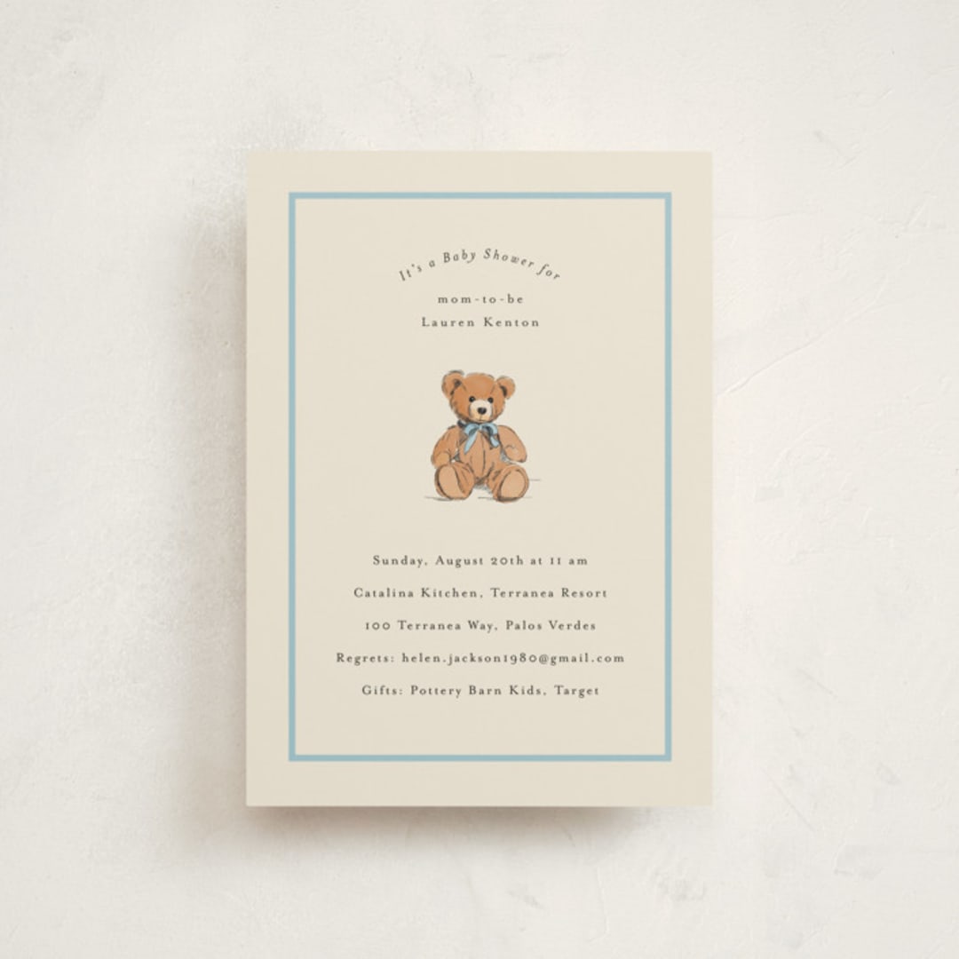 "Antique Teddy Bear" - Baby Shower Invitations in Frost by Becky Nimoy - Front