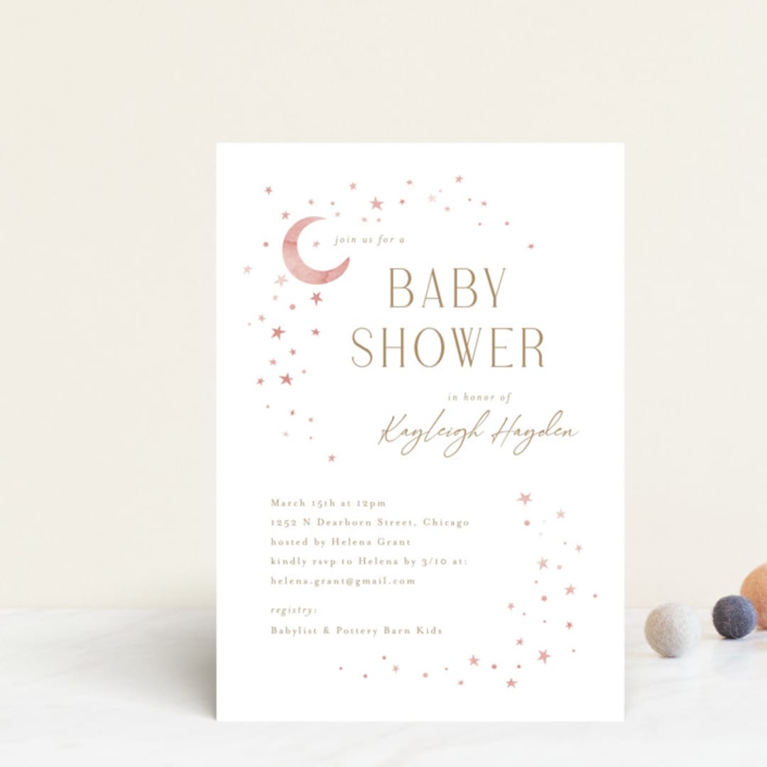 "Stardust" - Baby Shower Invitations in Petal by Melanie Kosuge - Front